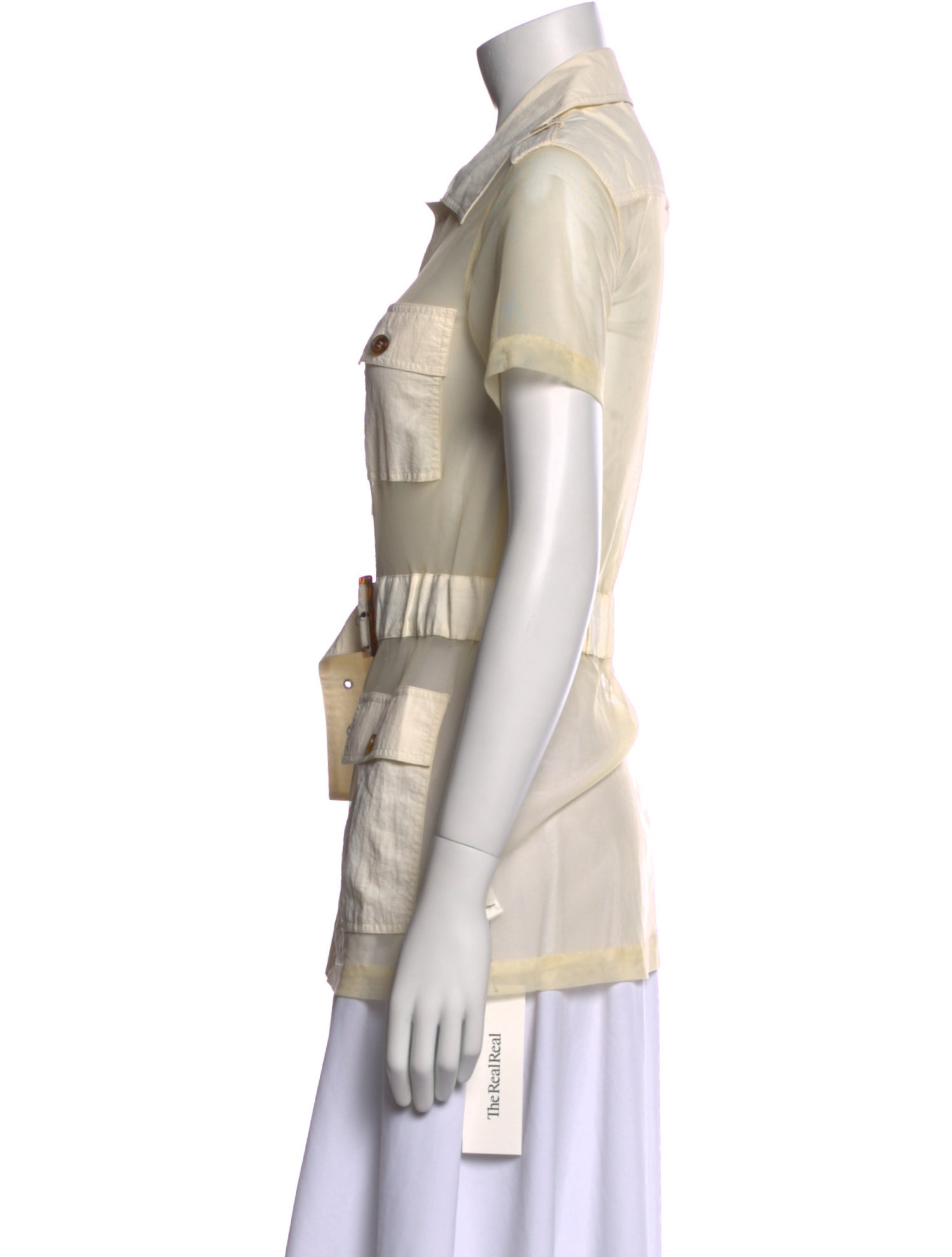 Solid & Striped Short Sleeve Button-Up Top