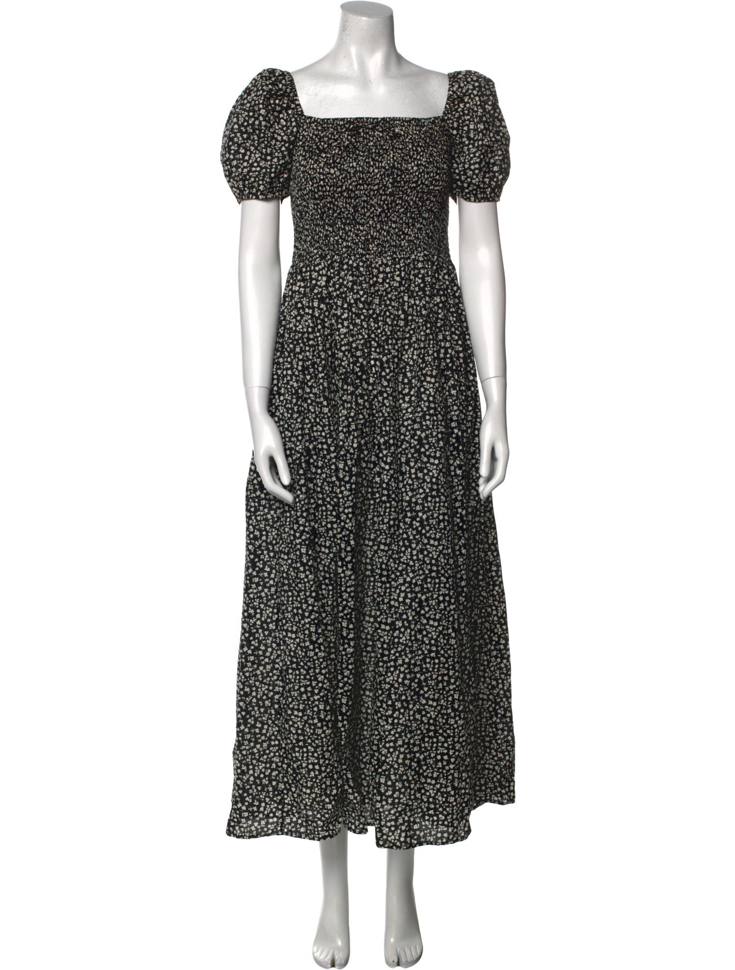 Solid & Striped Floral Print Long Dress