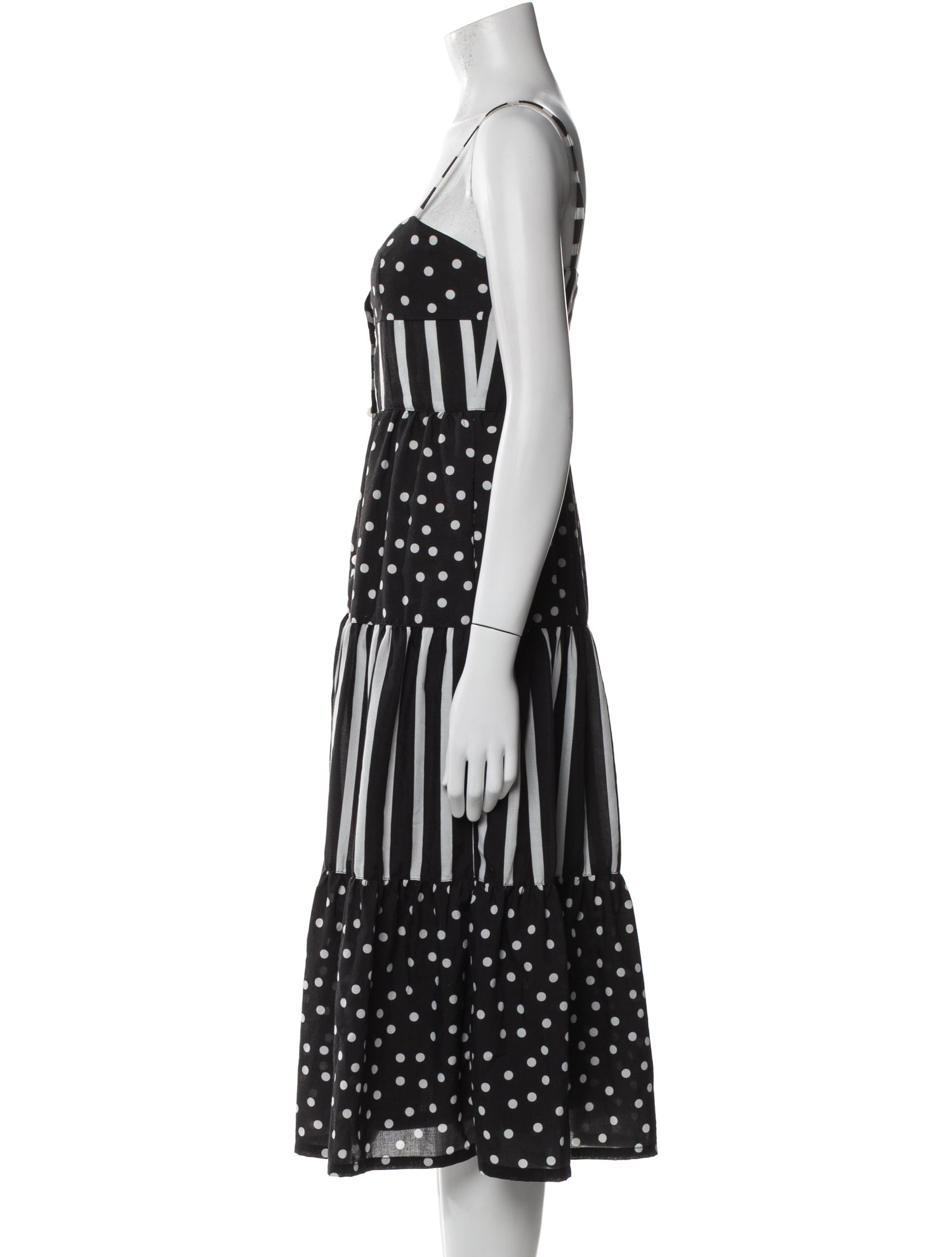 Solid & Striped Polka Dot Print Midi Length Dress