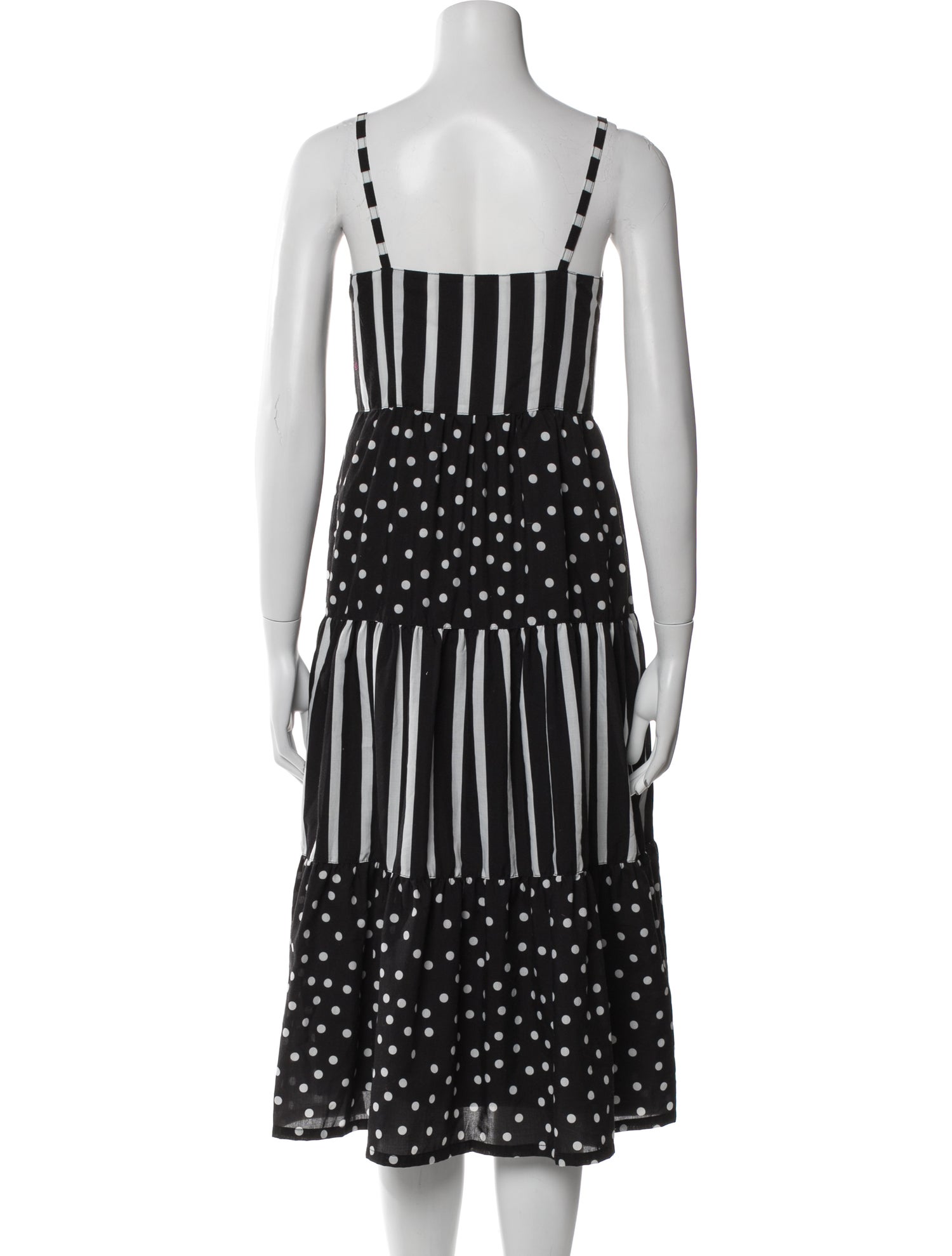 Solid & Striped Polka Dot Print Midi Length Dress