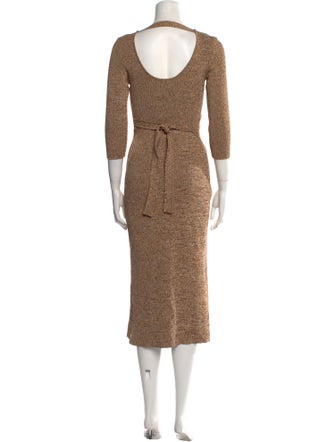 Solid & Striped V-Neck Long Dress