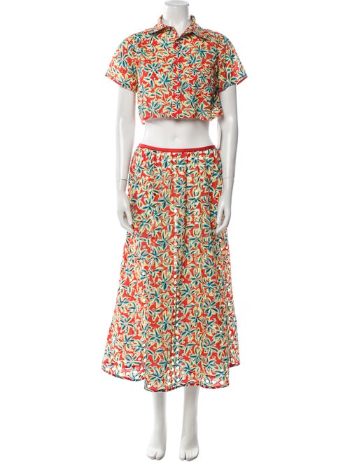 Solid & Striped Printed Eyelet Trim Skirt Set