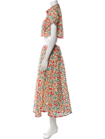 Solid & Striped Printed Eyelet Trim Skirt Set