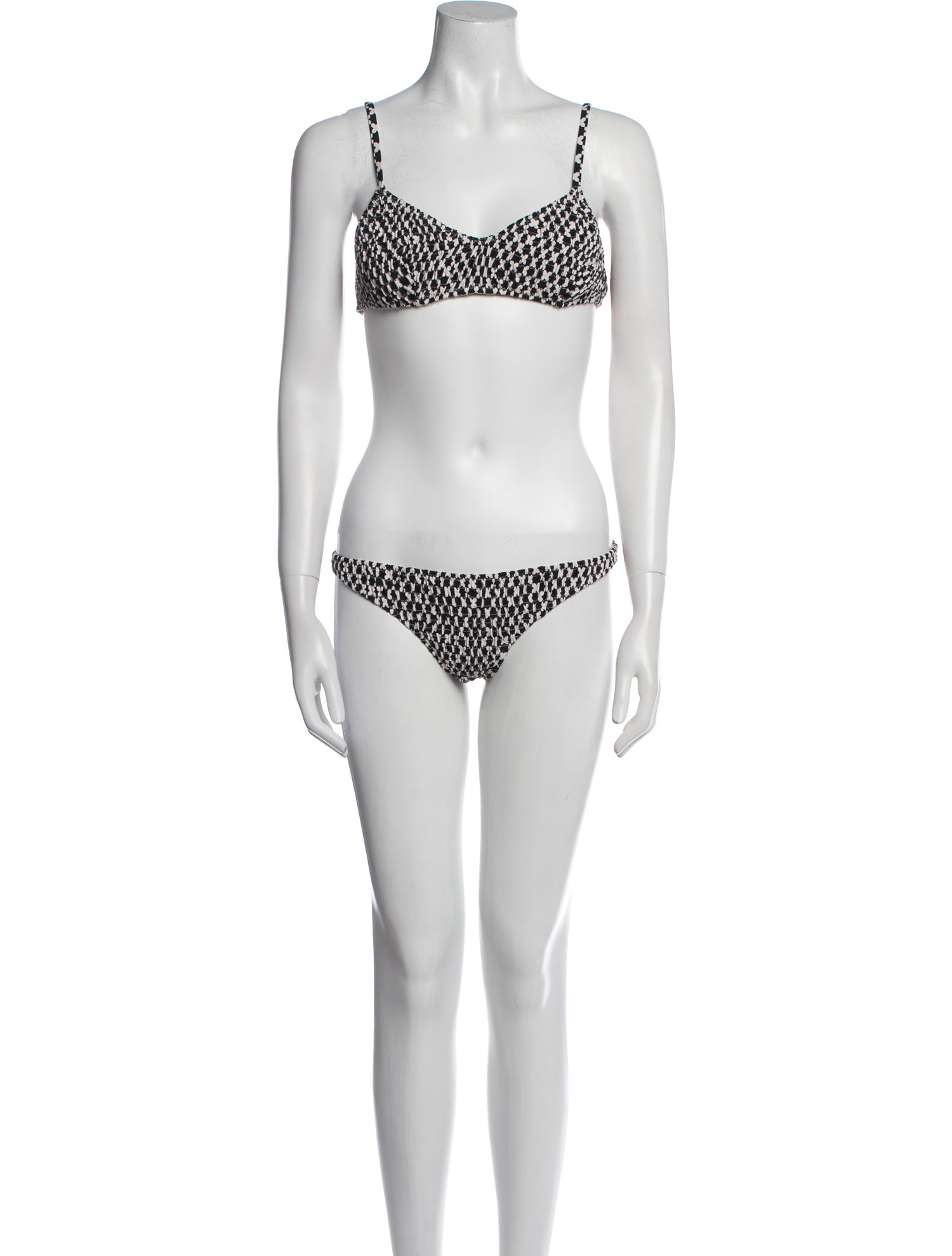 Solid & Striped Printed Ruffle Embellishment Bikini w/ Tags