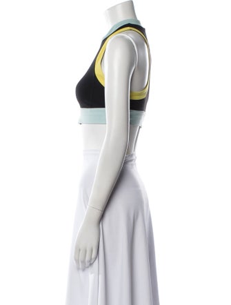 Solid & Striped Neoprene Halterneck Crop Top