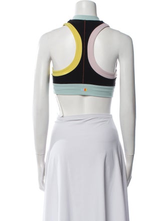 Solid & Striped Neoprene Halterneck Crop Top