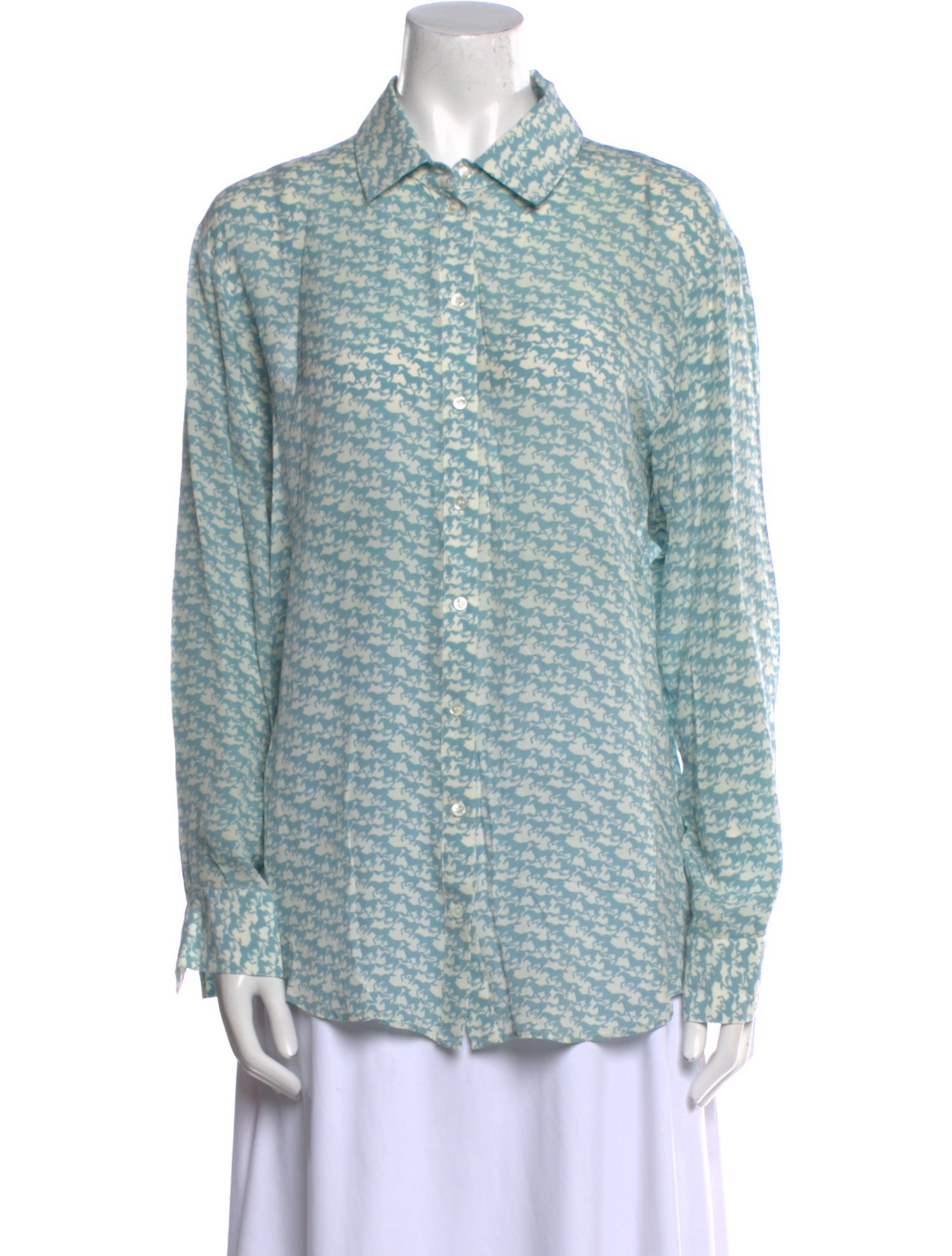 Solid & Striped Printed Long Sleeve Button-Up Top
