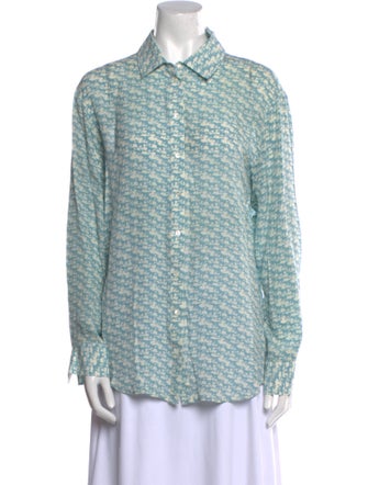 Solid & Striped Printed Long Sleeve Button-Up Top