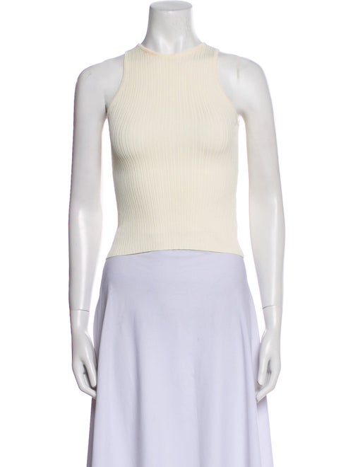 Solid & Striped Crew Neck Sleeveless Crop Top