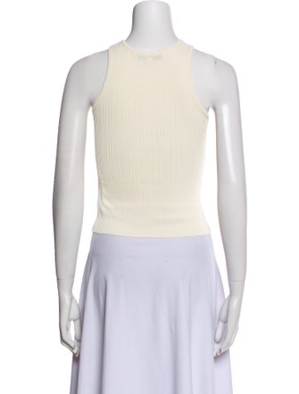 Solid & Striped Crew Neck Sleeveless Crop Top