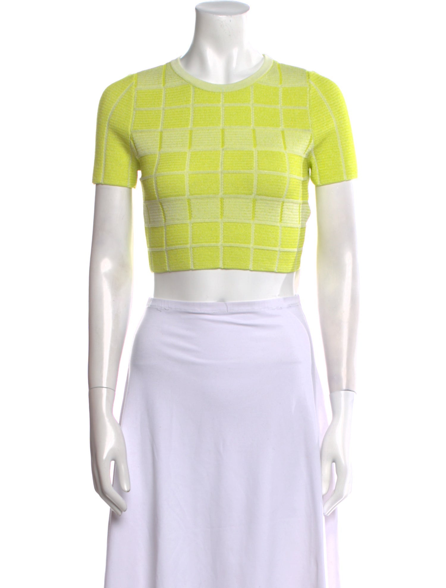 Solid & Striped Plaid Print Crew Neck Crop Top w/ Tags