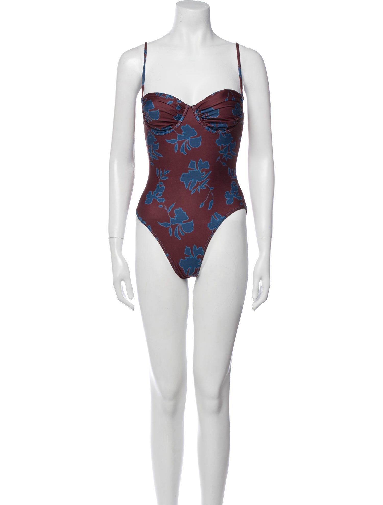 Solid & Striped Printed Embroidered Accent One-Piece w/ Tags