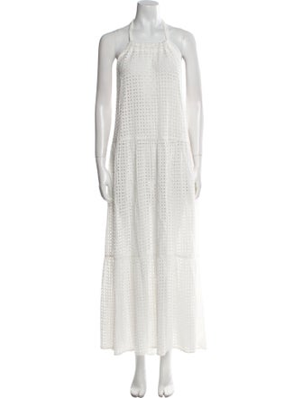 Solid & Striped Square Neckline Midi Length Dress