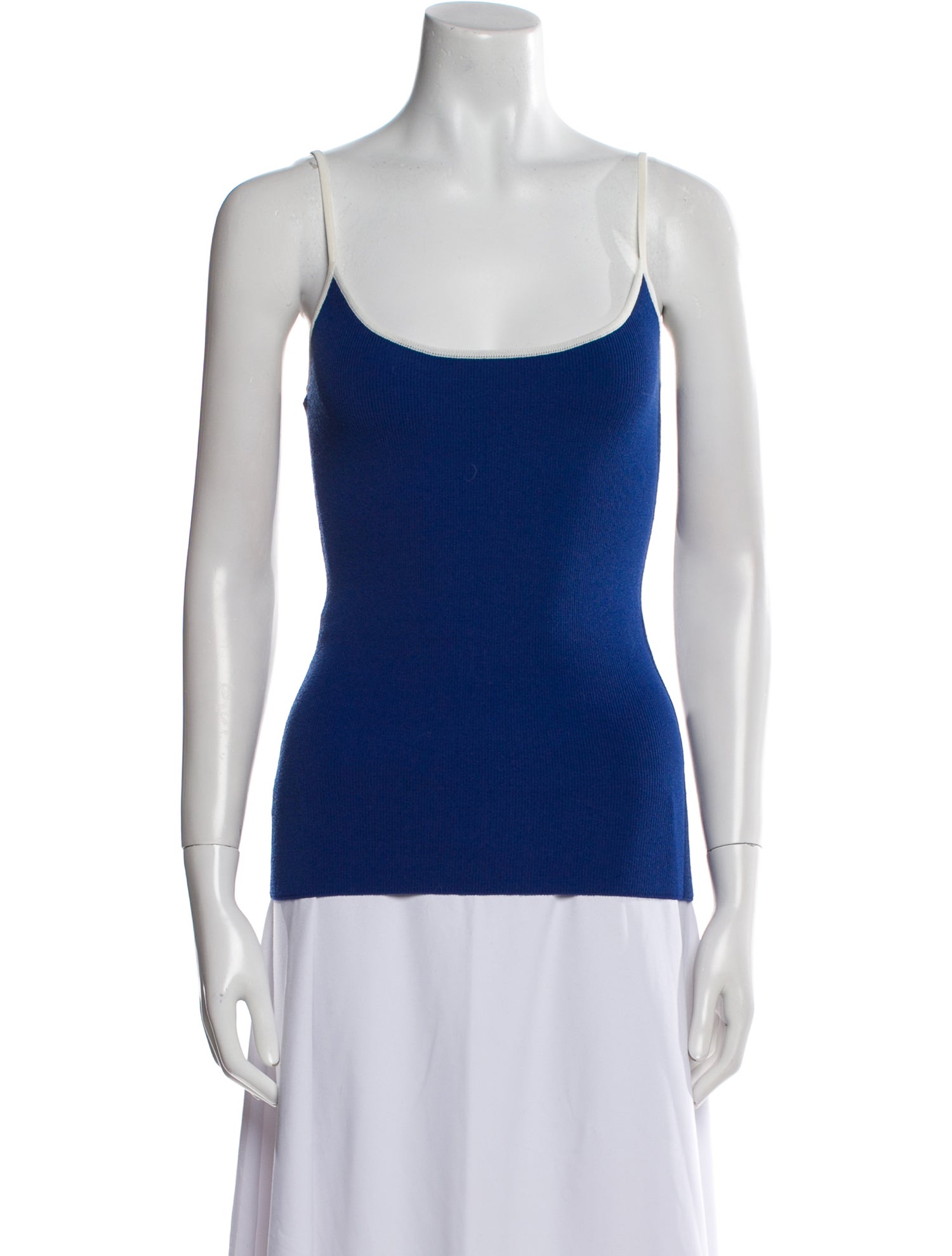 Solid & Striped Square Neckline Sleeveless Top