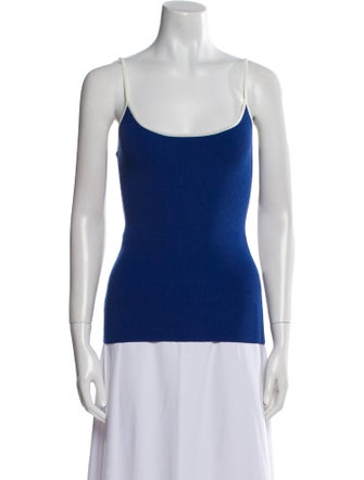 Solid & Striped Square Neckline Sleeveless Top