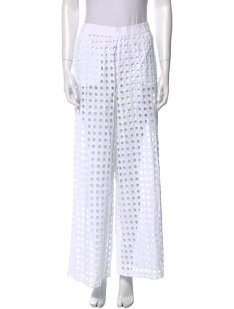 Solid & Striped Lace Pattern Wide Leg Pants