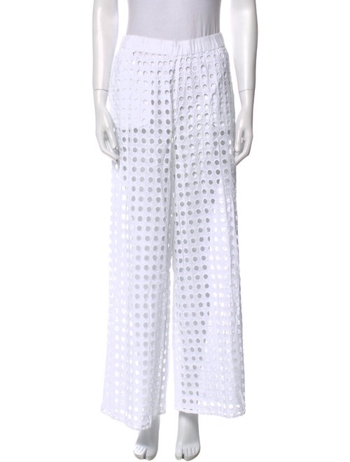 Solid & Striped Lace Pattern Wide Leg Pants