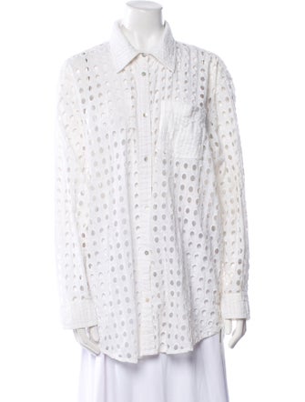 Solid & Striped Printed Long Sleeve Button-Up Top