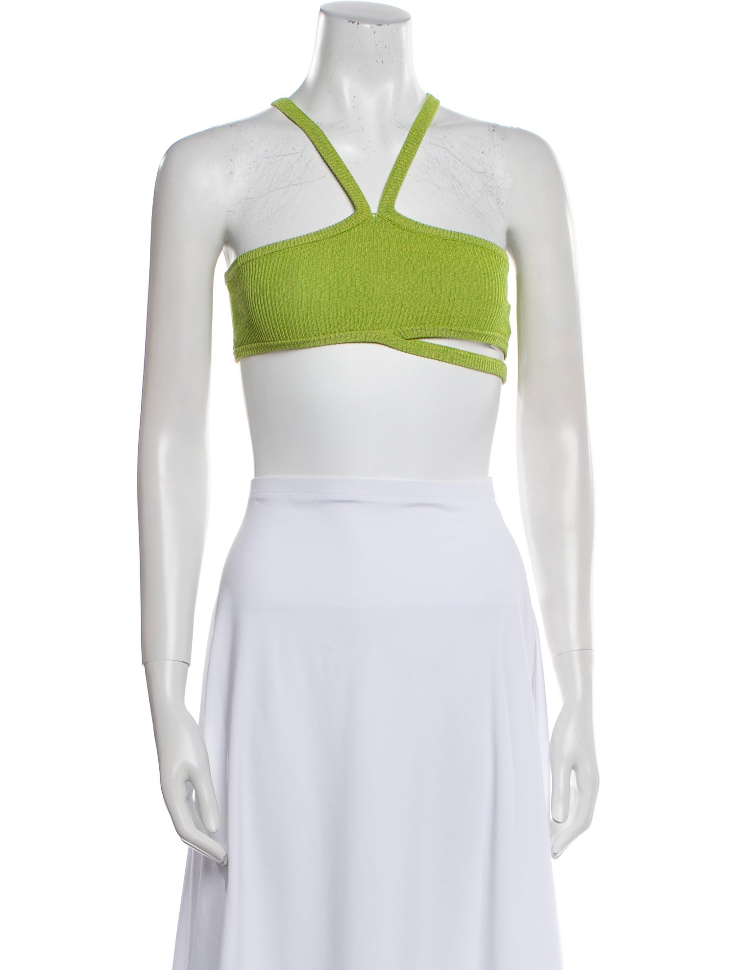 Solid & Striped Halterneck Sleeveless Crop Top