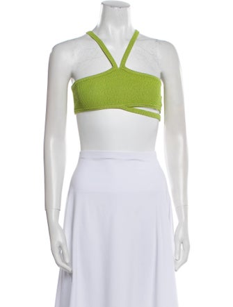 Solid & Striped Halterneck Sleeveless Crop Top