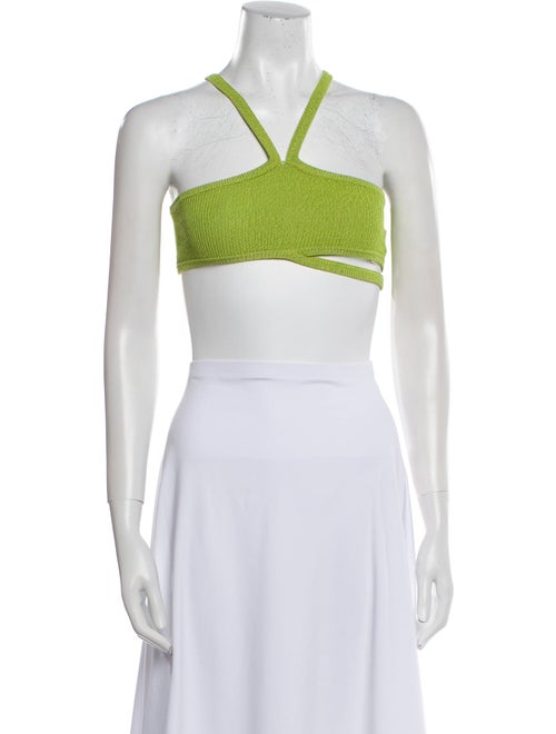 Solid & Striped Halterneck Sleeveless Crop Top