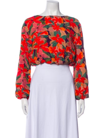 Solid & Striped Floral Print Off-The-Shoulder Crop Top