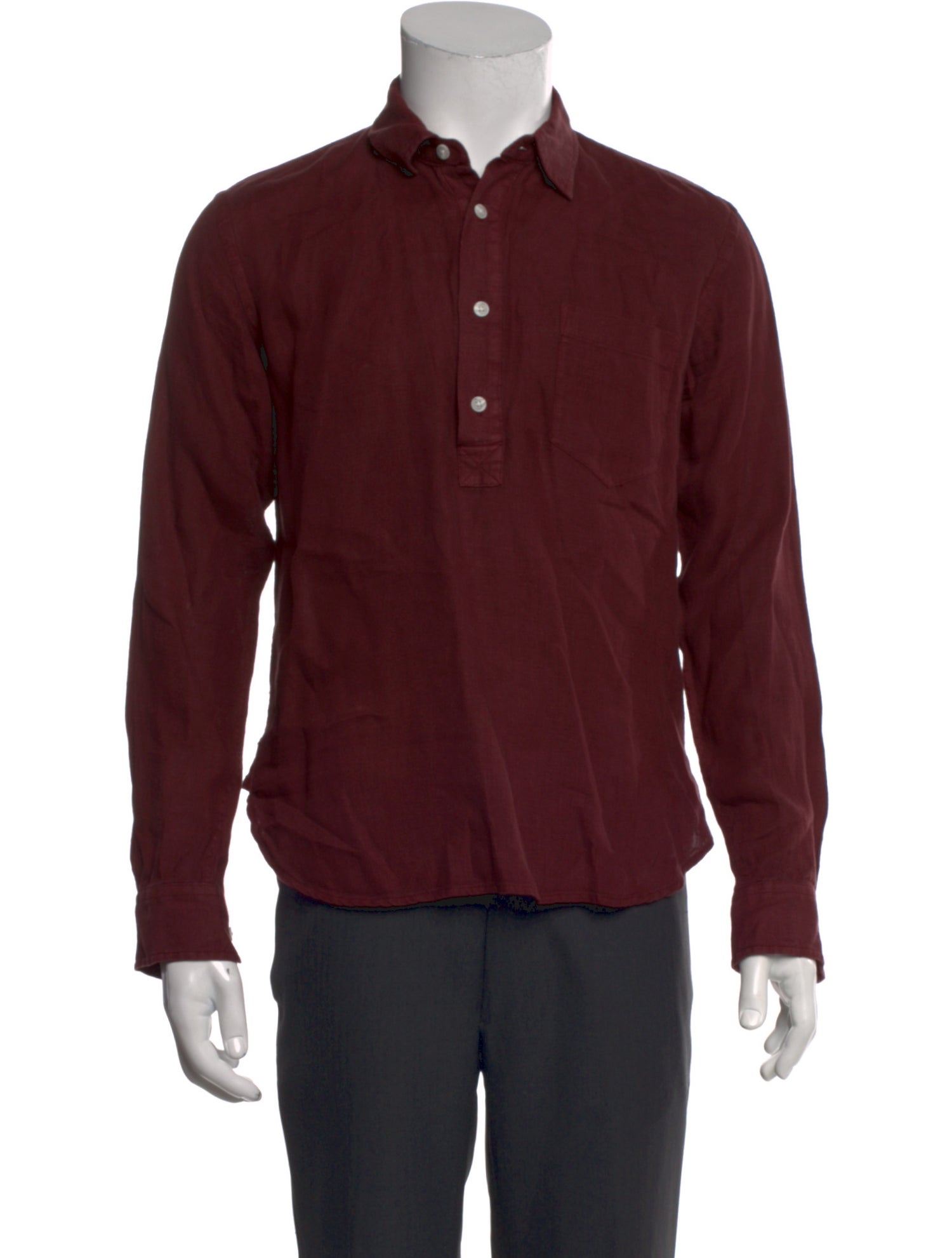 Solid & Striped Linen Crew Neck Polo Shirt