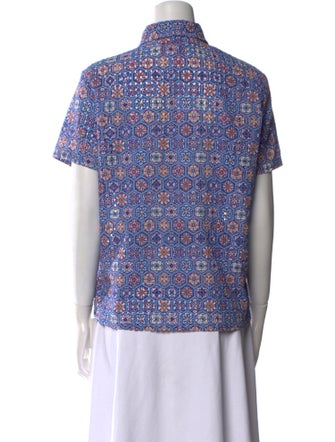 Solid & Striped Printed Short Sleeve Button-Up Top