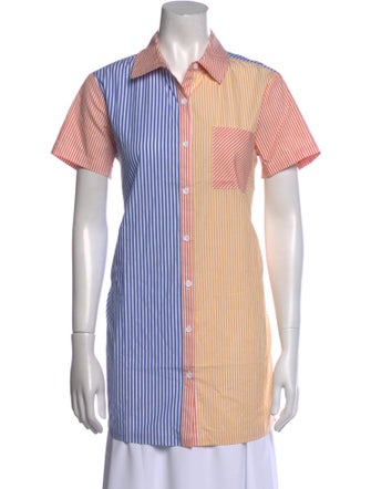 Solid & Striped Striped Short Sleeve Button-Up Top