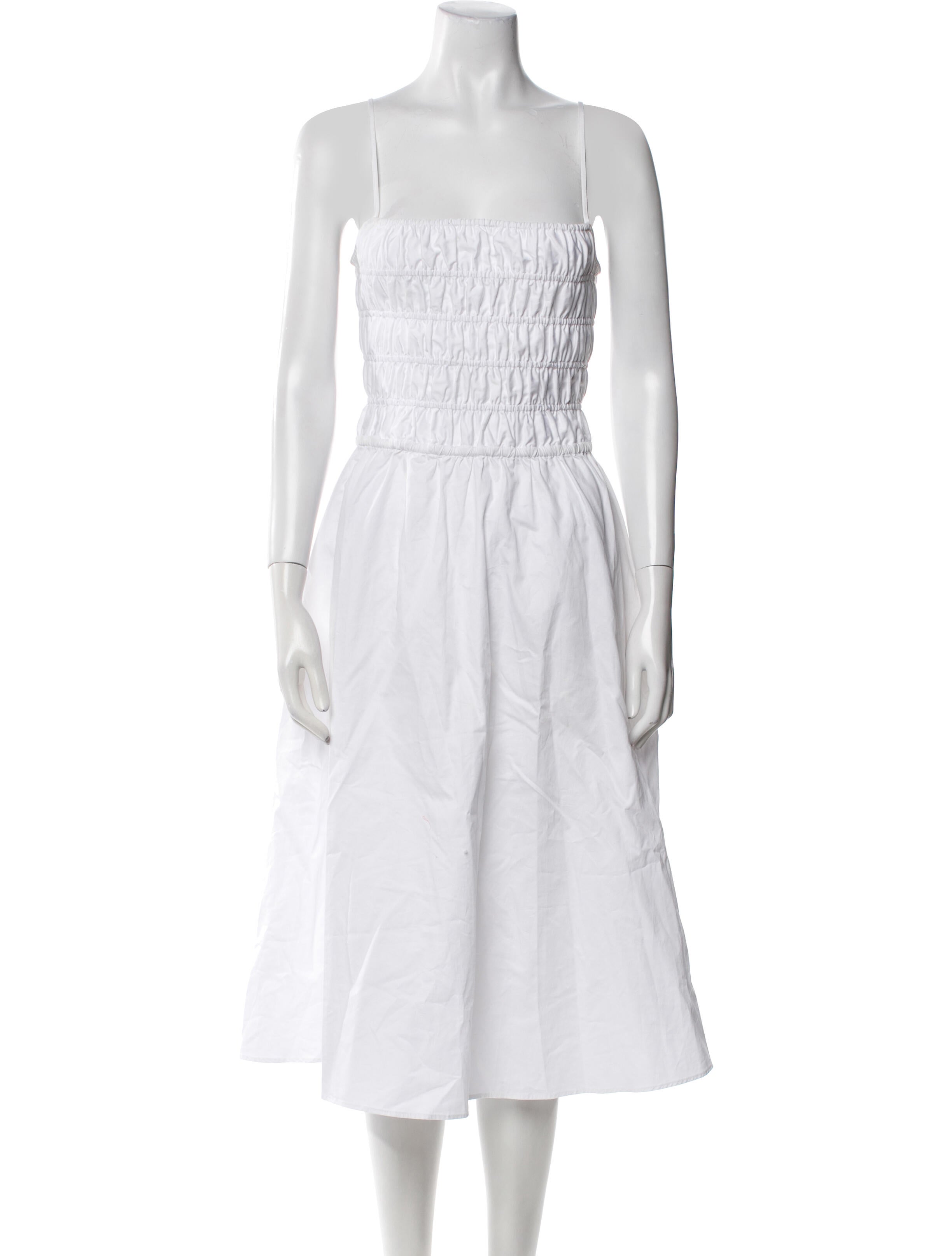 Solid & Striped Square Neckline Midi Length Dress