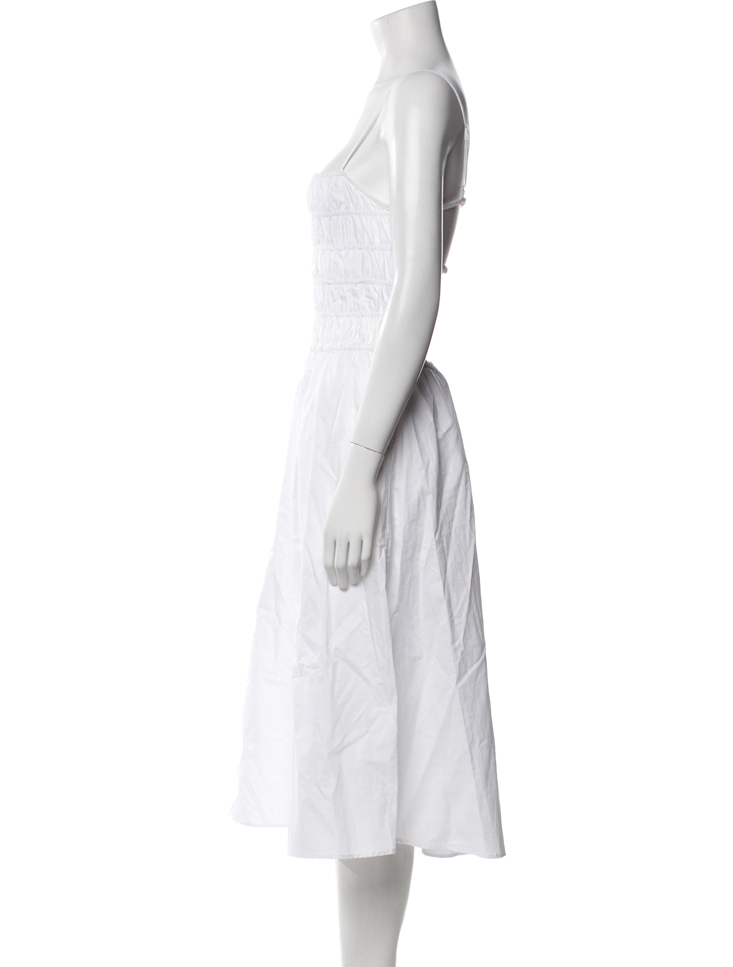 Solid & Striped Square Neckline Midi Length Dress