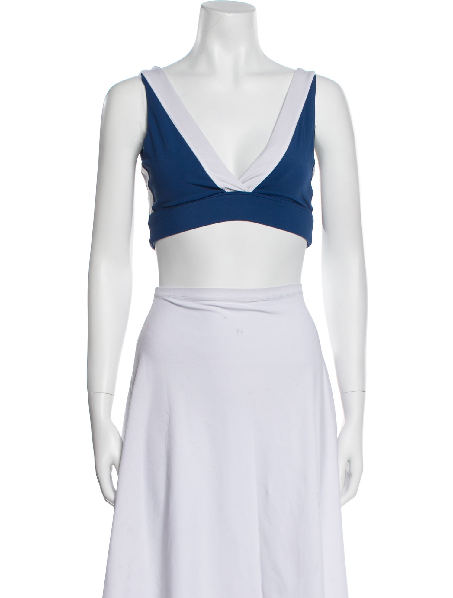 Solid & Striped V-Neck Sleeveless Crop Top