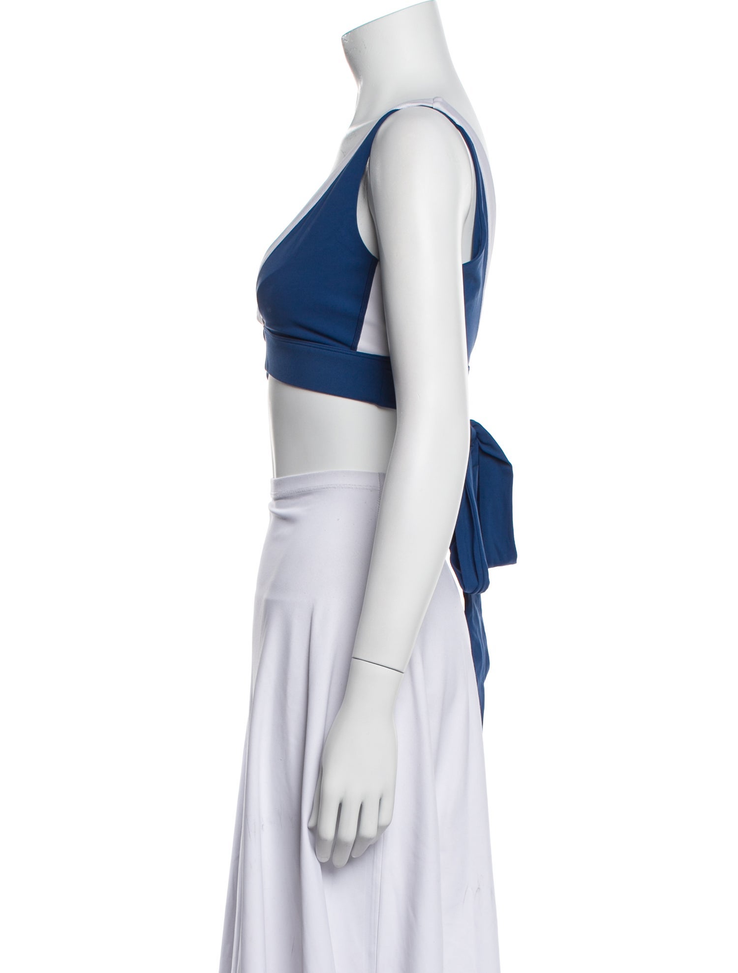 Solid & Striped V-Neck Sleeveless Crop Top