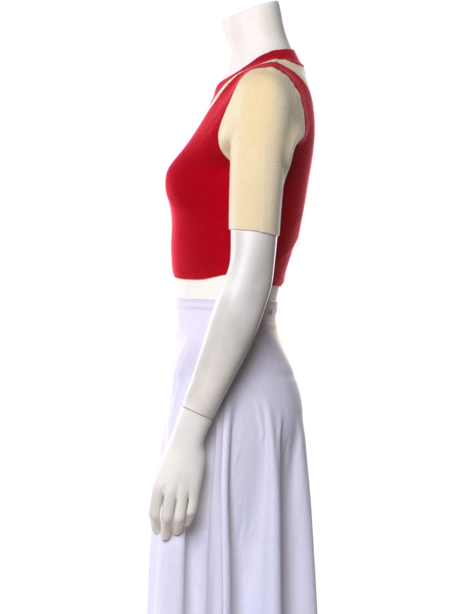 Solid & Striped Colorblock Pattern Crew Neck Crop Top