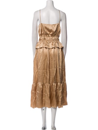 Solid & Striped V-Neck Long Dress