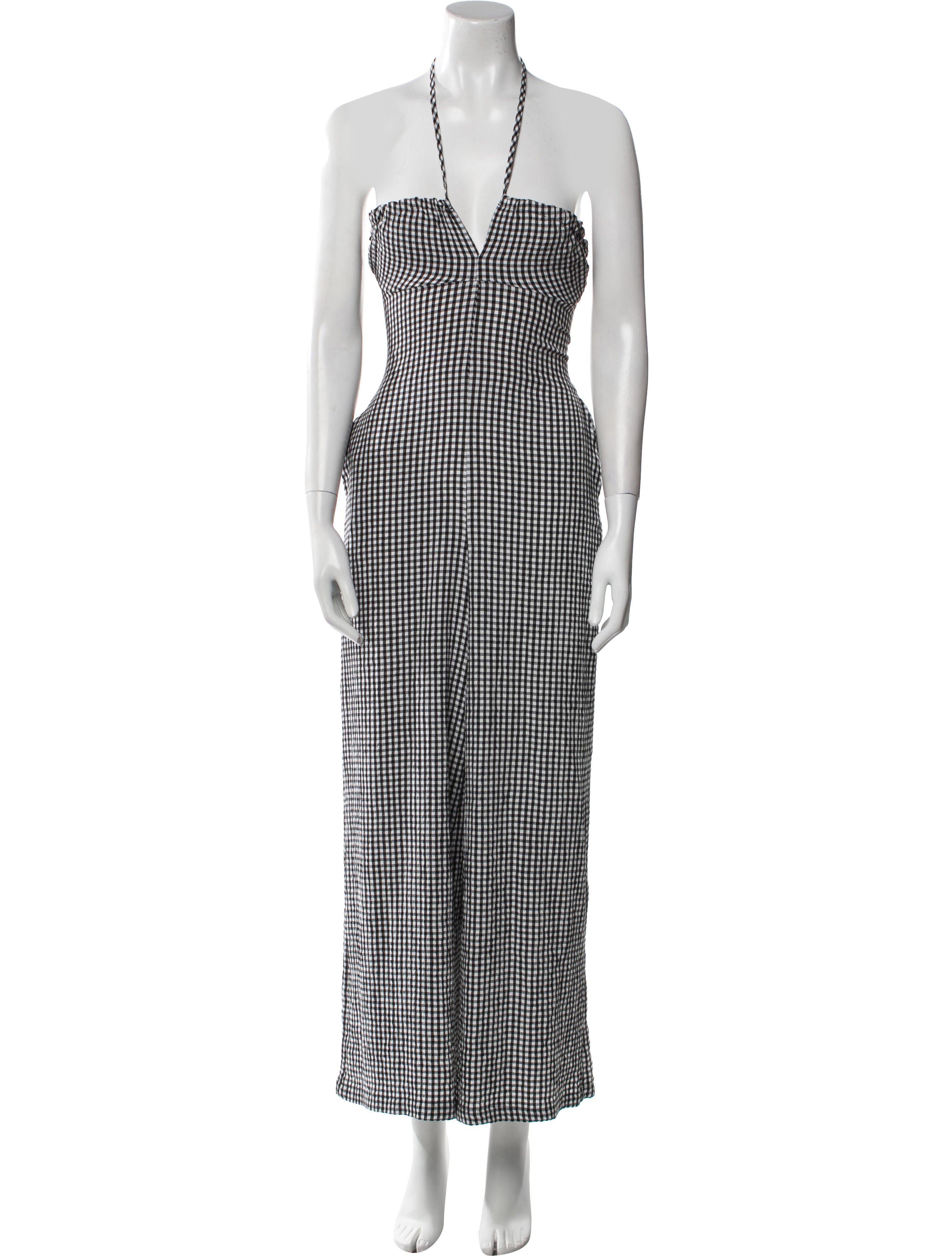 Solid & Striped Plaid Print Halterneck Jumpsuit