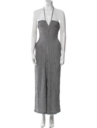 Solid & Striped Plaid Print Halterneck Jumpsuit