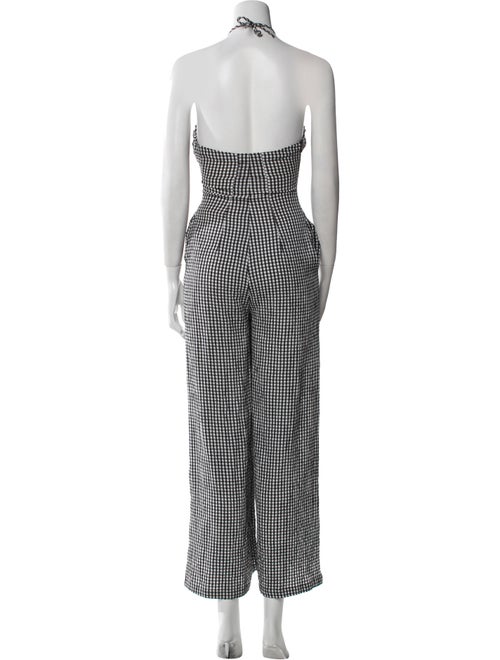 Solid & Striped Plaid Print Halterneck Jumpsuit
