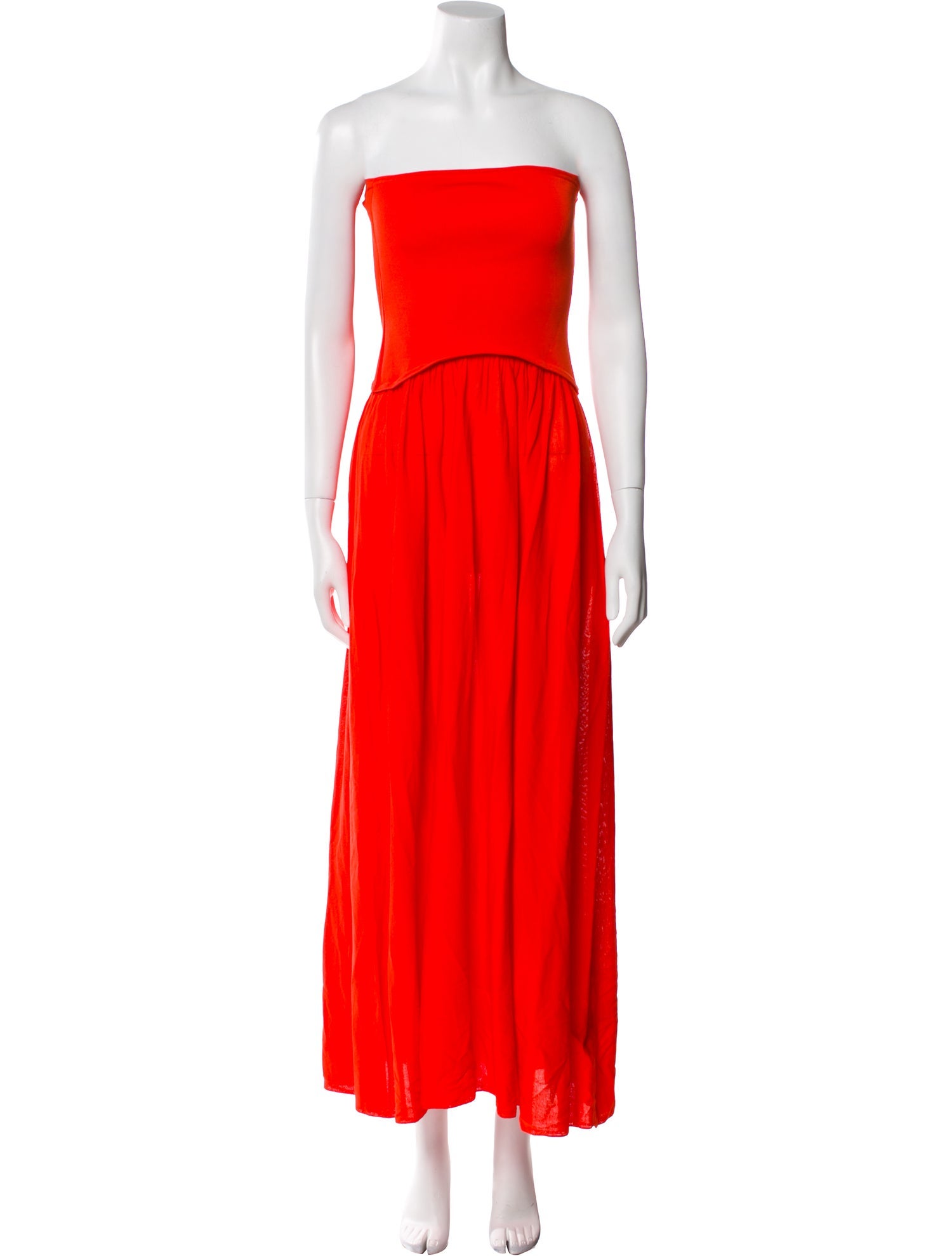 Solid & Striped Strapless Midi Length Dress