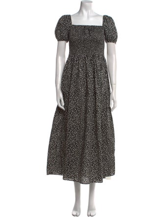 Solid & Striped Floral Print Long Dress