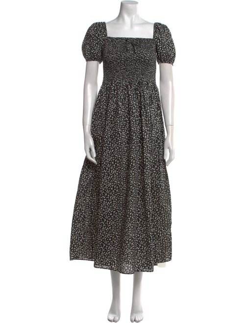 Solid & Striped Floral Print Long Dress