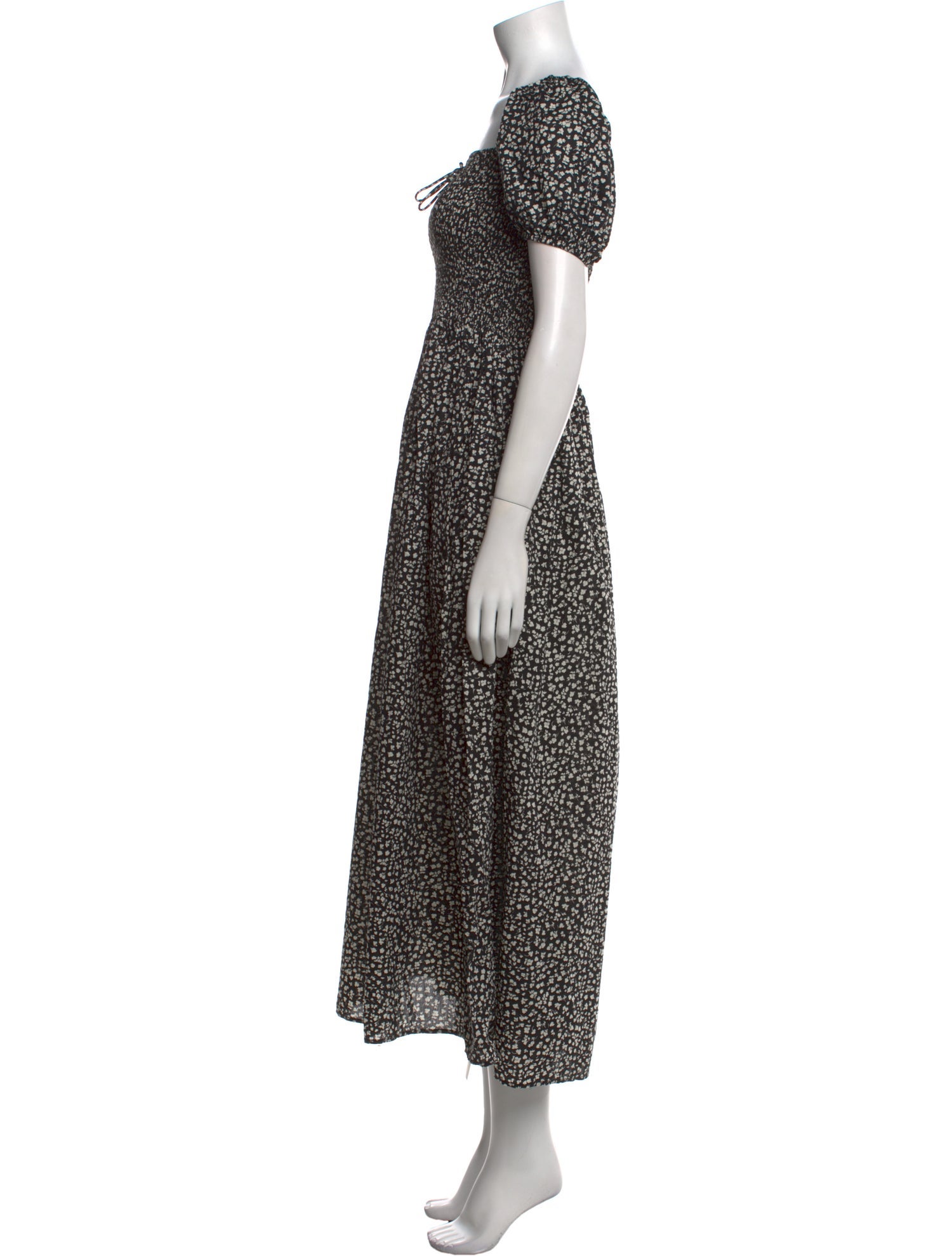 Solid & Striped Floral Print Long Dress