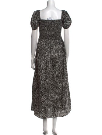 Solid & Striped Floral Print Long Dress