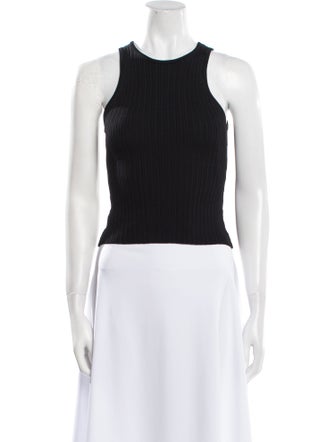 Solid & Striped Crew Neck Sleeveless Crop Top