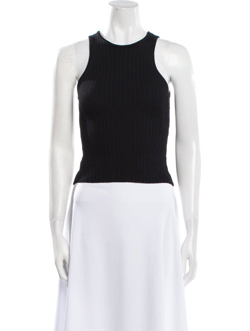 Solid & Striped Crew Neck Sleeveless Crop Top