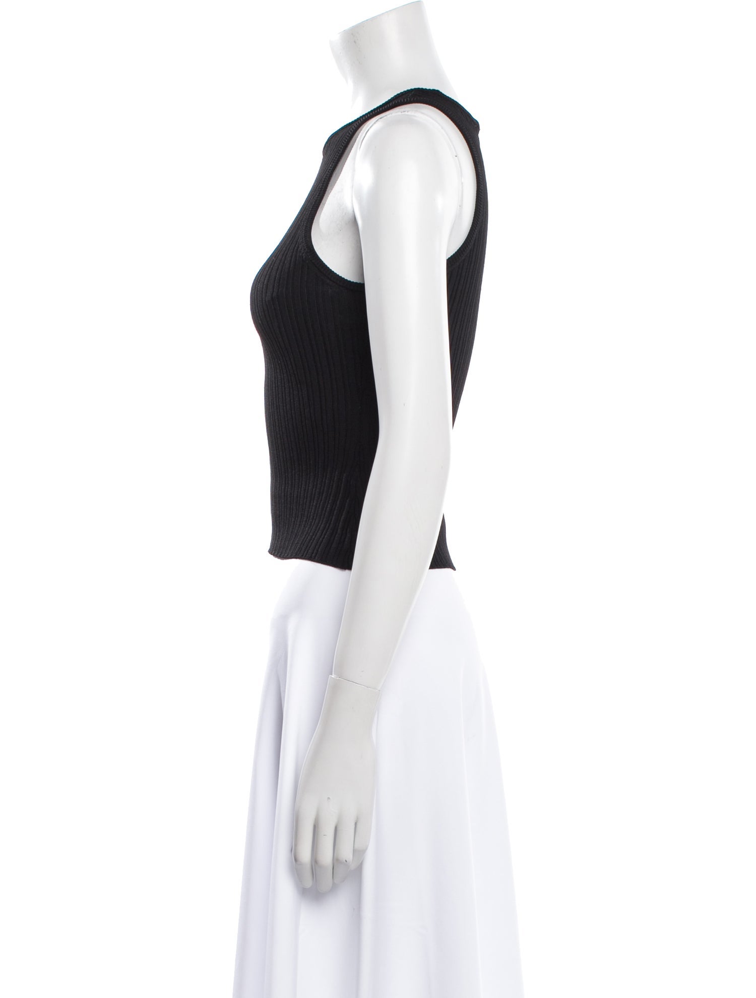 Solid & Striped Crew Neck Sleeveless Crop Top