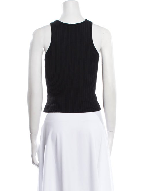 Solid & Striped Crew Neck Sleeveless Crop Top