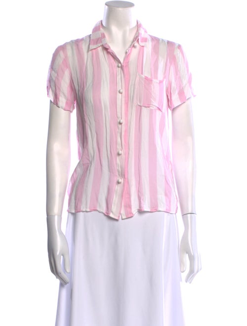 Solid & Striped Striped Short Sleeve Button-Up Top