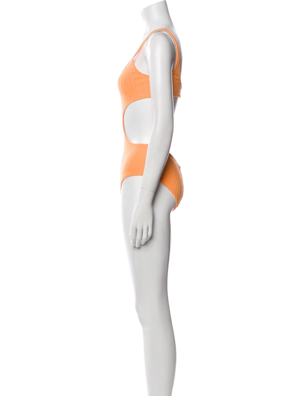 Solid & Striped One-Piece Orange Cutout Accent Bu… - image 2