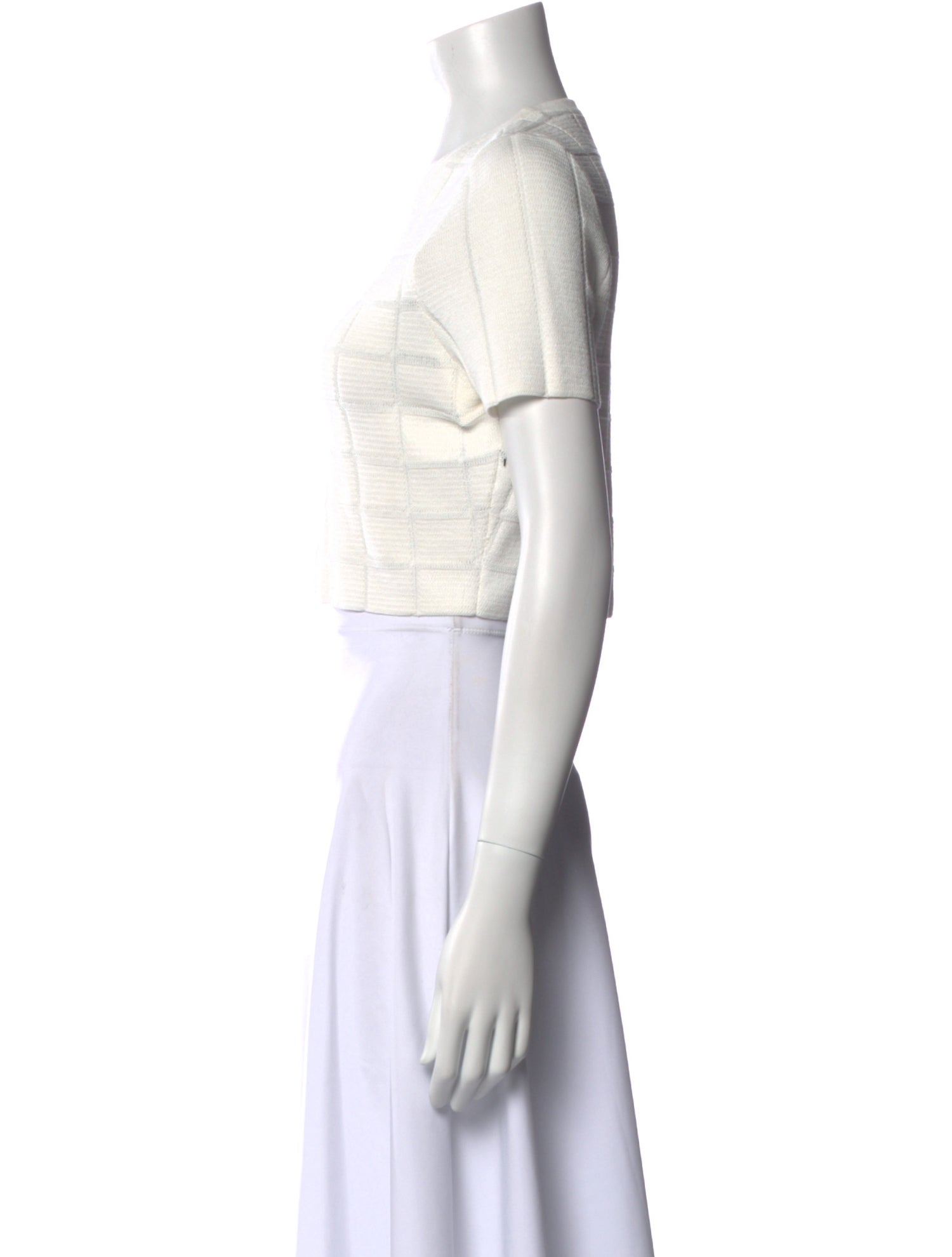 Solid & Striped Plaid Print Crew Neck Crop Top